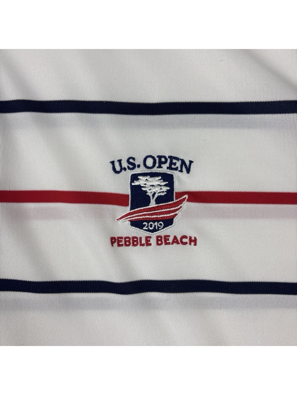 US Open Collection by Ralph Lauren Polo Shirt Mens L Striped Pebble Beach 2019 - Picture 4 of 9